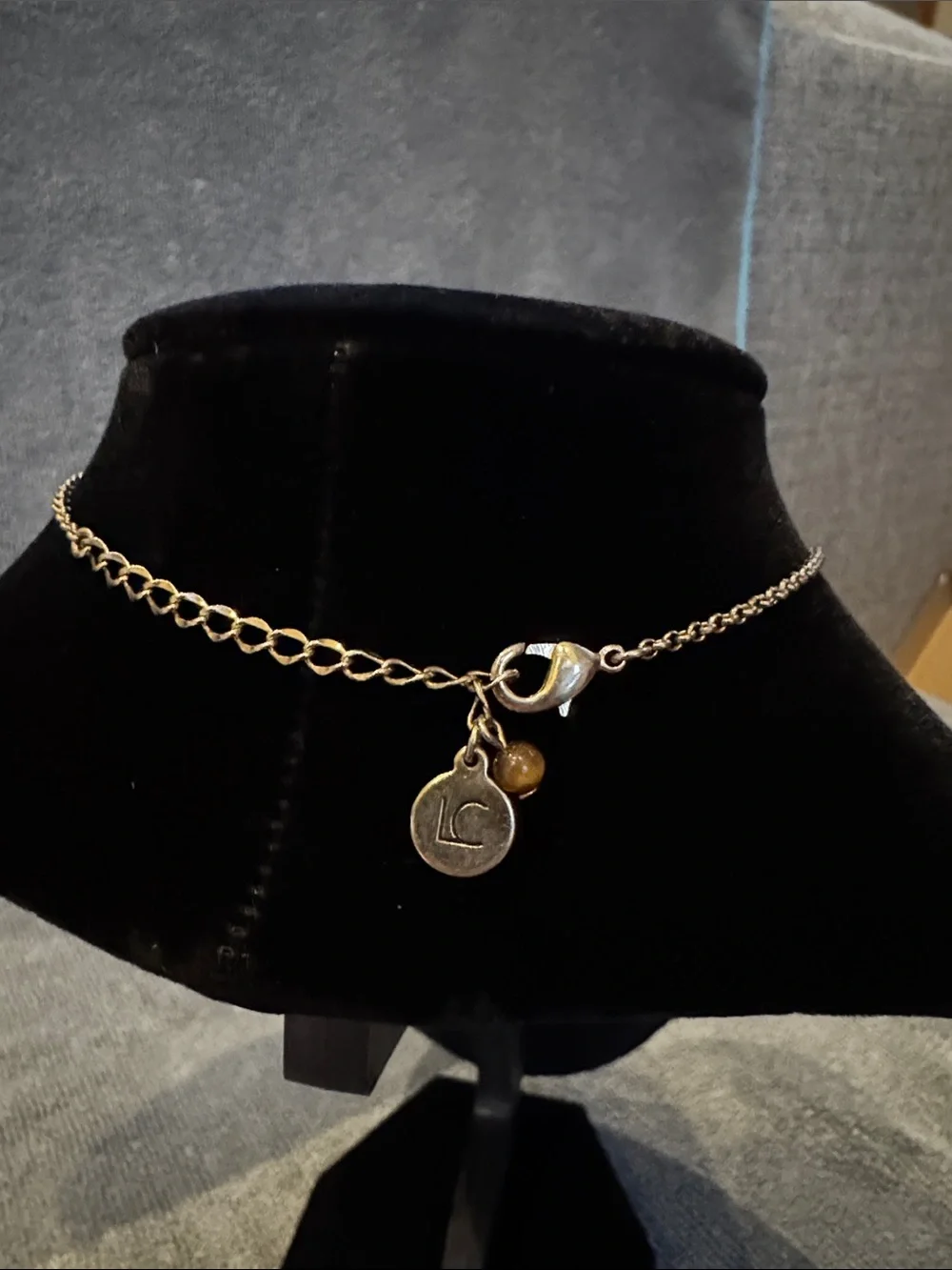 Liz Claiborne Gold-Tone Necklace with Brown Teardrop Pendant